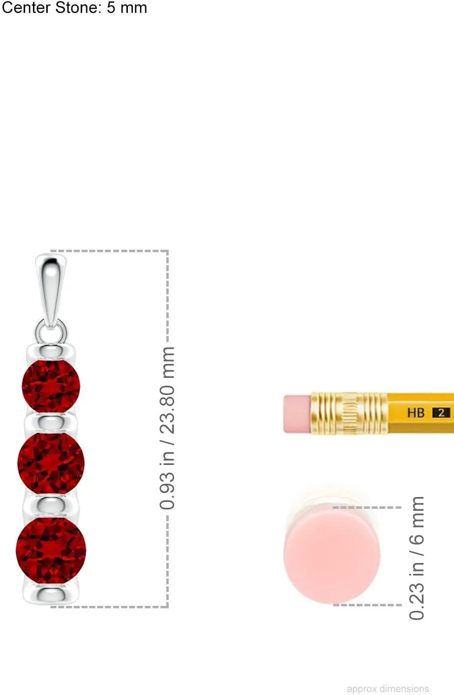 Angara Three Stone Round Lab Grown Ruby Journey Pendant in 14K Solid Gold/Platinum | July Birthstone, Birthday, Engagement, Anniversary, Wedding Jewelry Gift for Women