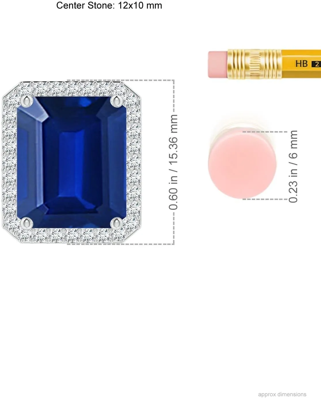 Angara Vintage Inspired Emerald-Cut Lab Grown Blue Sapphire Halo Pendant in 14K Solid Gold/Platinum | September Birthstone, Birthday, Engagement, Anniversary, Wedding Jewelry Gift for Women