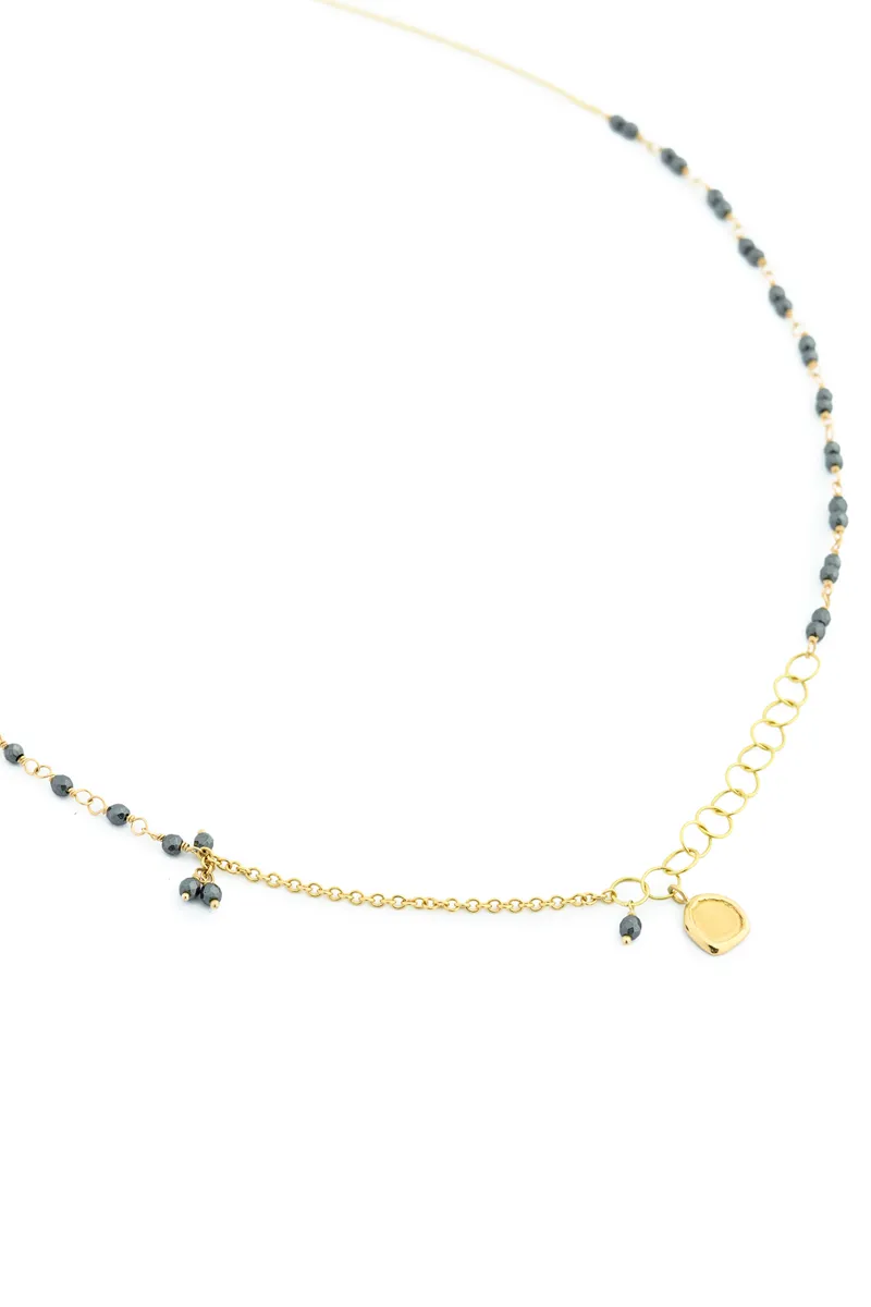 Anne Sportun Gold Tied Hematite Bead Chain Necklace | 17"