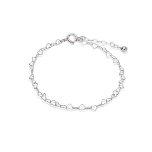 Annika Bella Silver Bracelet, 6.5-7.5 Inches Hand Chain, 925 Silver Stackable Bracelets for Women, Valentines Day Gift, Jewelry for Teens (Hearts Chain)