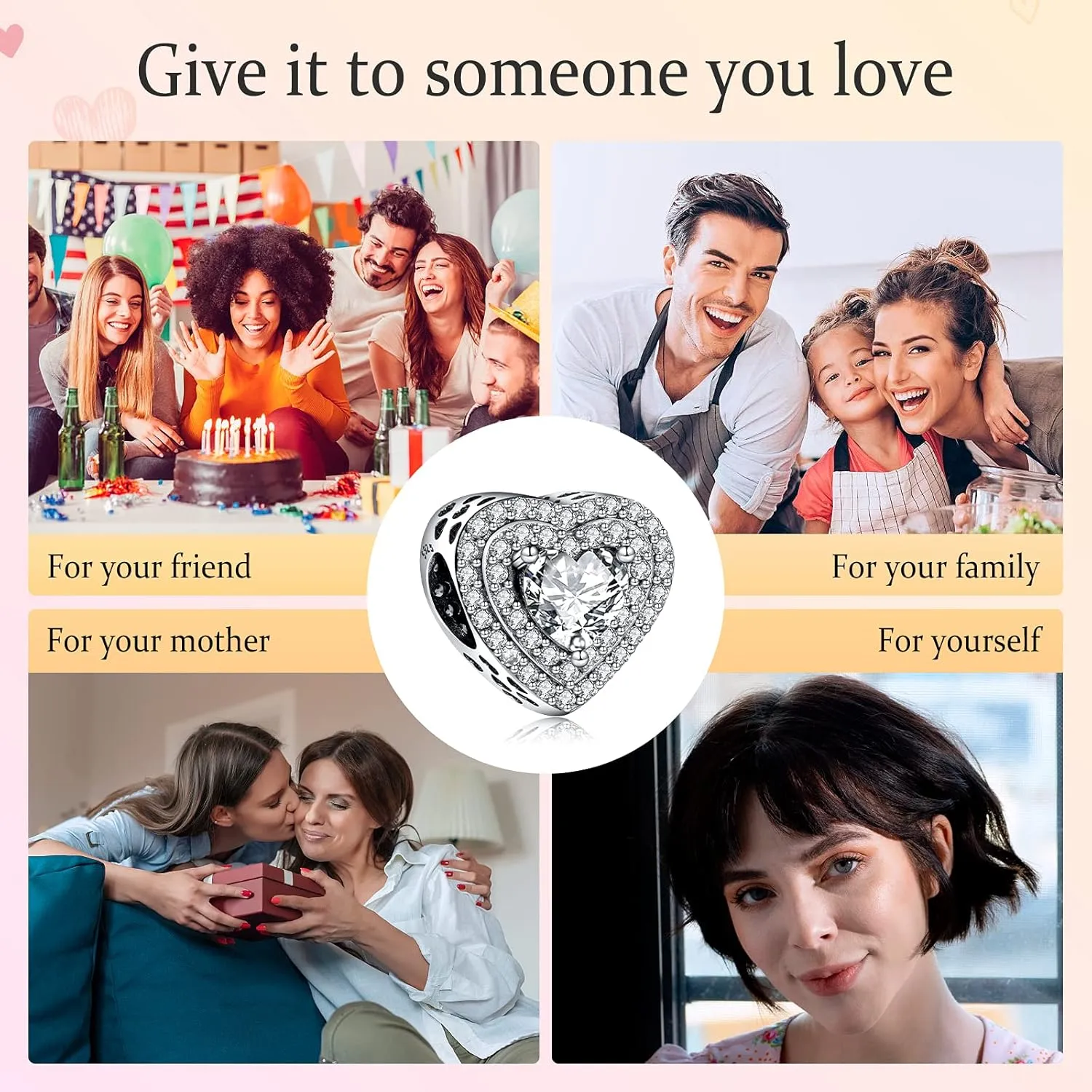 Annmors Jewelry Birthday Charms for Woman-925 Sterling Silver Dangle Pendant Bead with Cubic Zirconia,Jewelry Beads DIY Gifts for Women Bracelet & Necklace