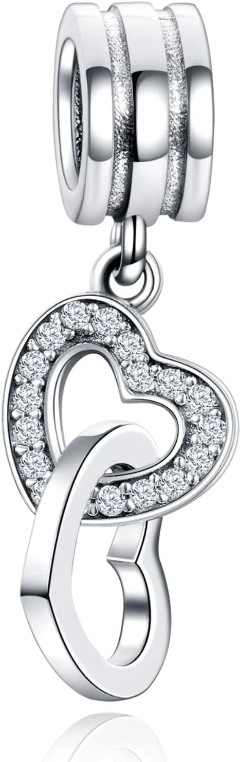 Annmors Jewelry Family Charms for Woman-925 Sterling Silver Dangle Pendant Bead with Cubic Zirconia,Jewelry Beads DIY Gifts for Women Bracelet & Necklace