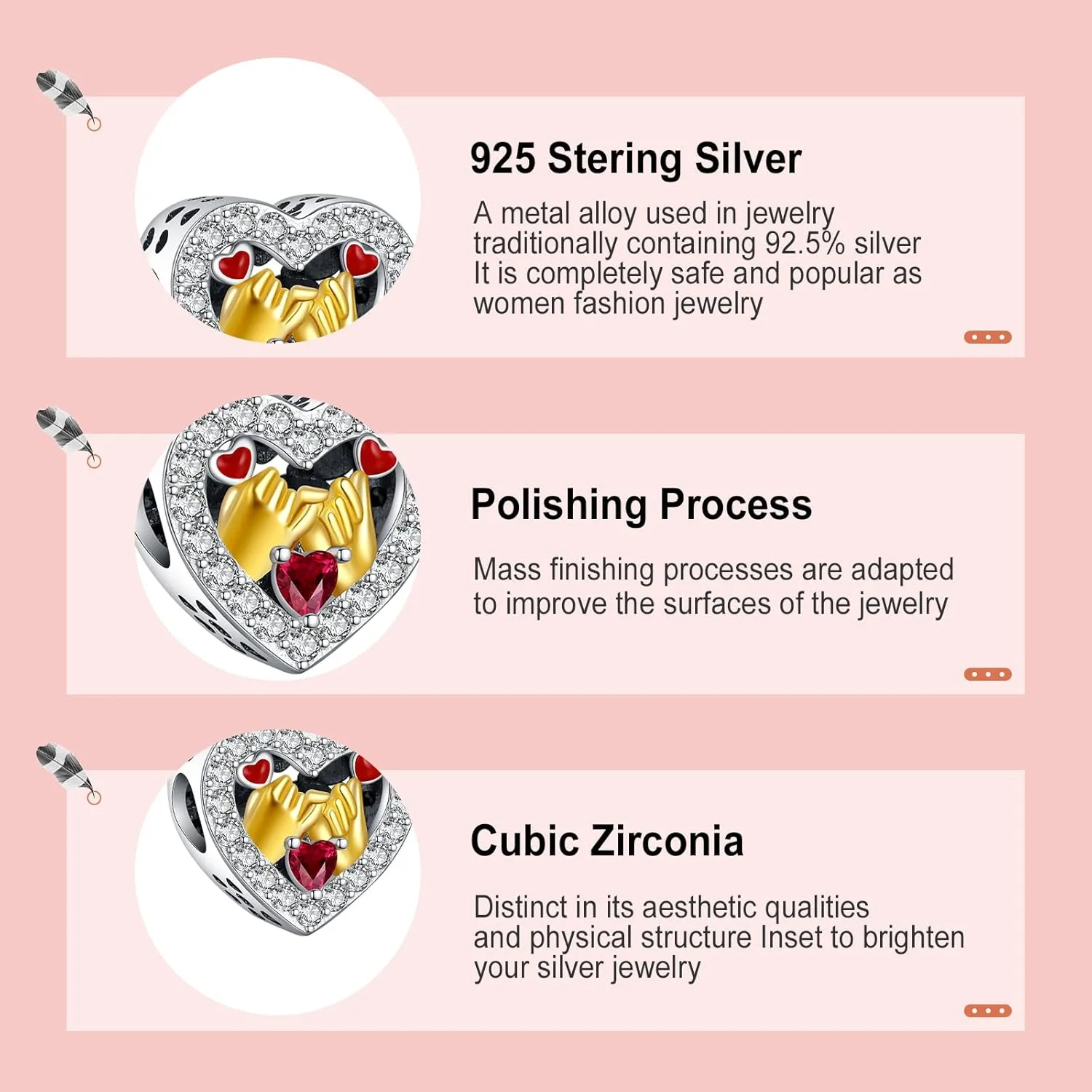 Annmors Jewelry Family Charms for Woman-925 Sterling Silver Dangle Pendant Bead with Cubic Zirconia,Jewelry Beads DIY Gifts for Women Bracelet & Necklace