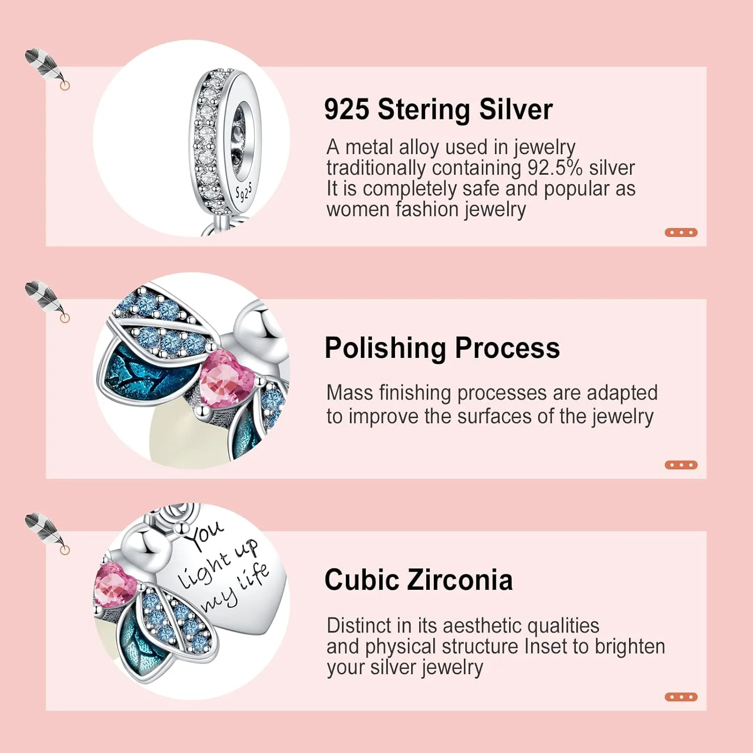 Annmors Jewelry Love Heart Charms for Woman-925 Sterling Silver Dangle Pendant Bead with Cubic Zirconia,Jewelry Beads DIY Gifts for Women Bracelet & Necklace