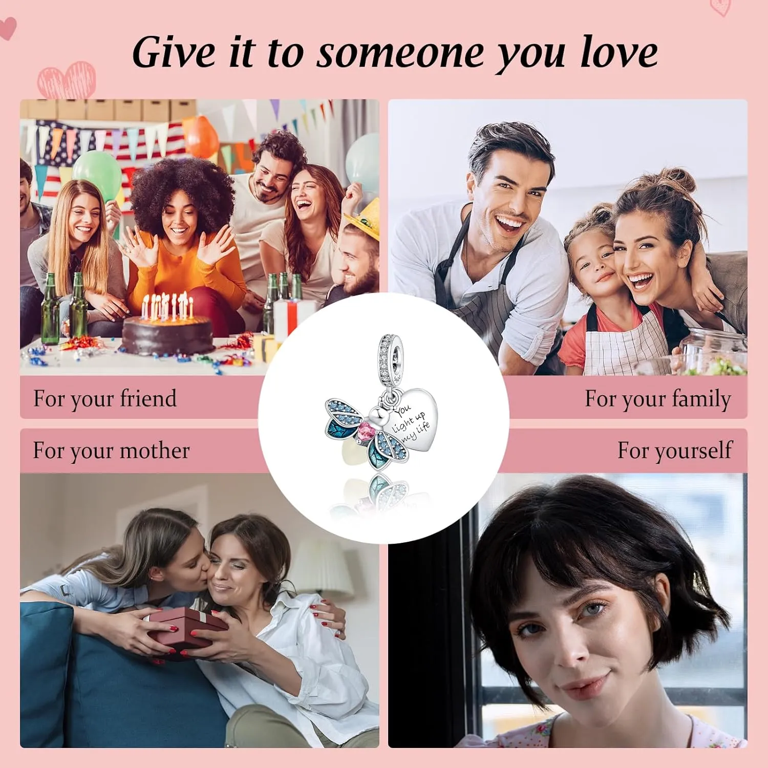 Annmors Jewelry Love Heart Charms for Woman-925 Sterling Silver Dangle Pendant Bead with Cubic Zirconia,Jewelry Beads DIY Gifts for Women Bracelet & Necklace
