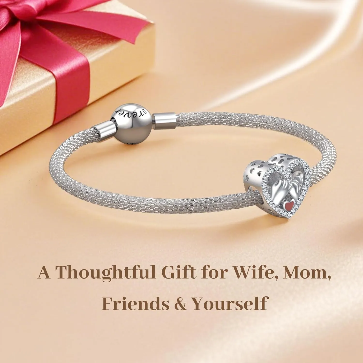 Annmors Jewelry Love Heart Charms for Woman-925 Sterling Silver Dangle Pendant Bead with Cubic Zirconia,Jewelry Beads DIY Gifts for Women Bracelet & Necklace