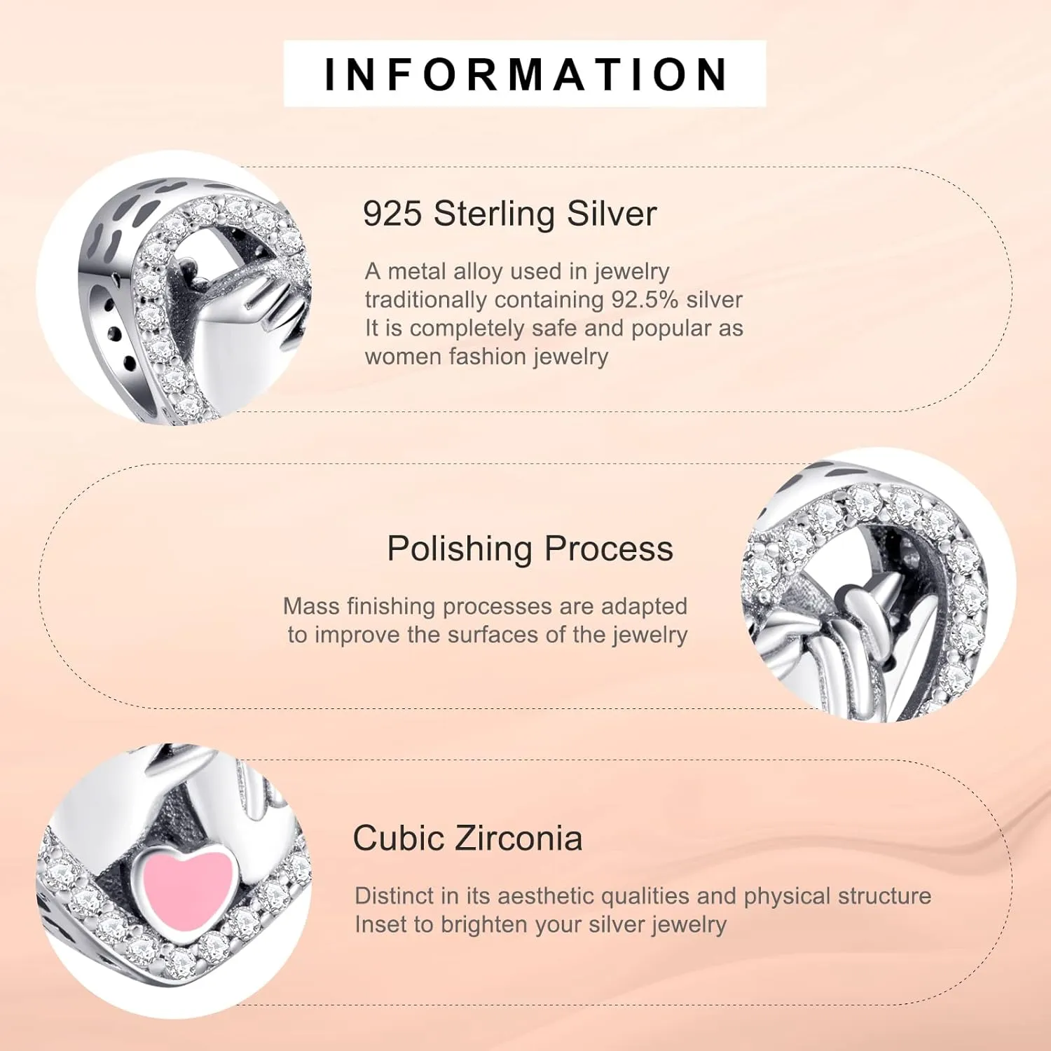 Annmors Jewelry Love Heart Charms for Woman-925 Sterling Silver Dangle Pendant Bead with Cubic Zirconia,Jewelry Beads DIY Gifts for Women Bracelet & Necklace