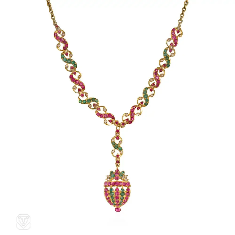 Antique gem-set giardinetto necklace