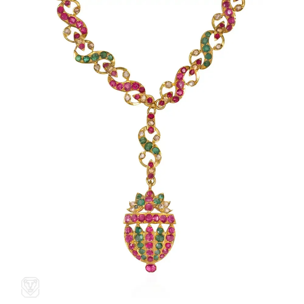 Antique gem-set giardinetto necklace
