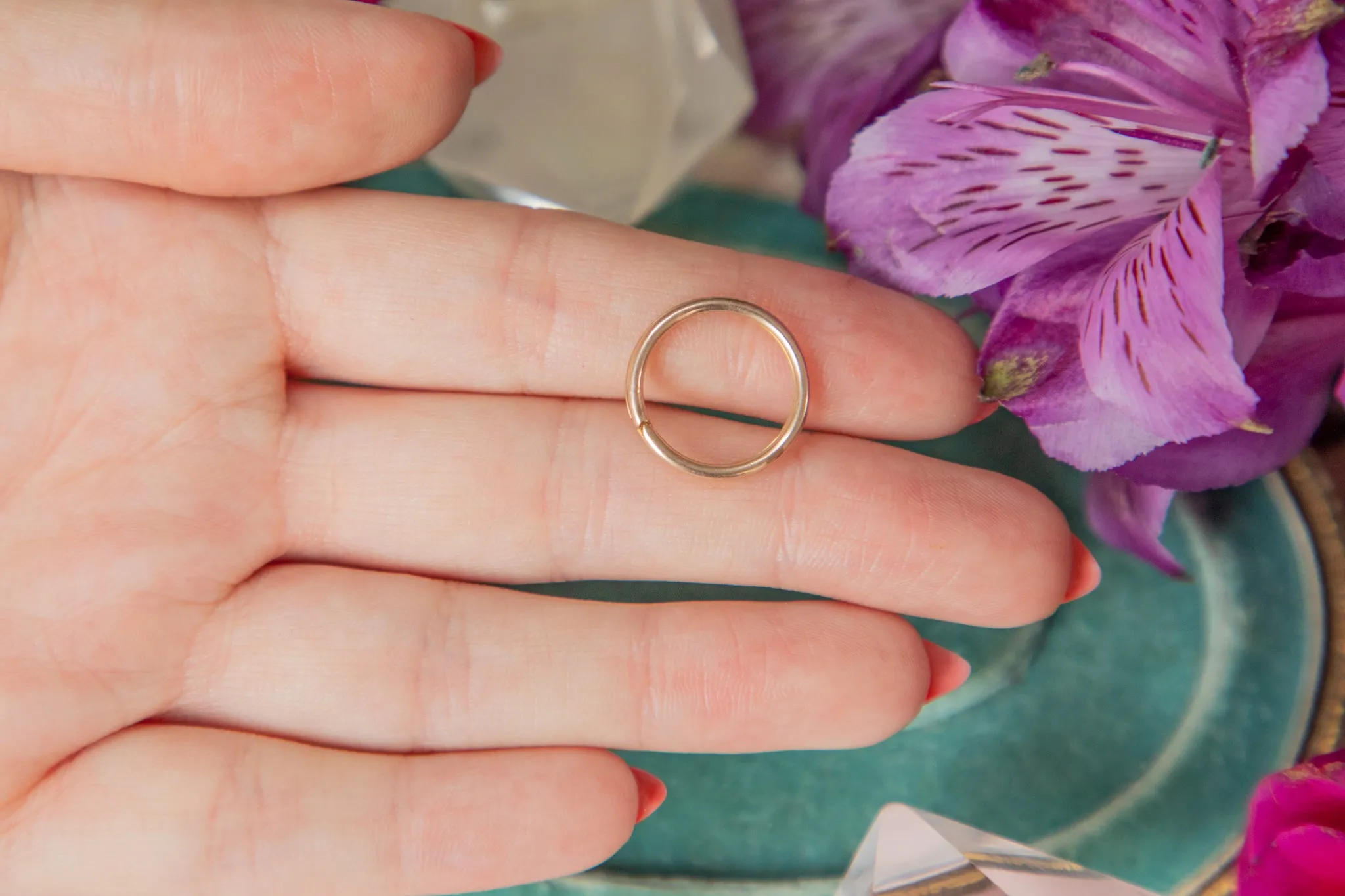 Antique Solid 9ct Gold Split Ring, 17mm