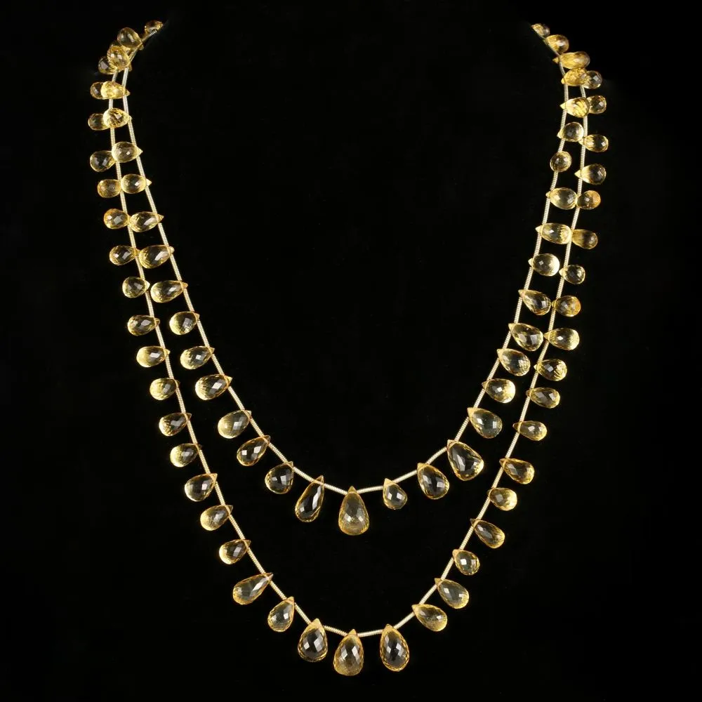 Antique Victorian Citrine Necklace Silver Circa 1880
