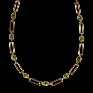 Antique Victorian Peridot Necklace 9Ct Rose Gold Circa 1890