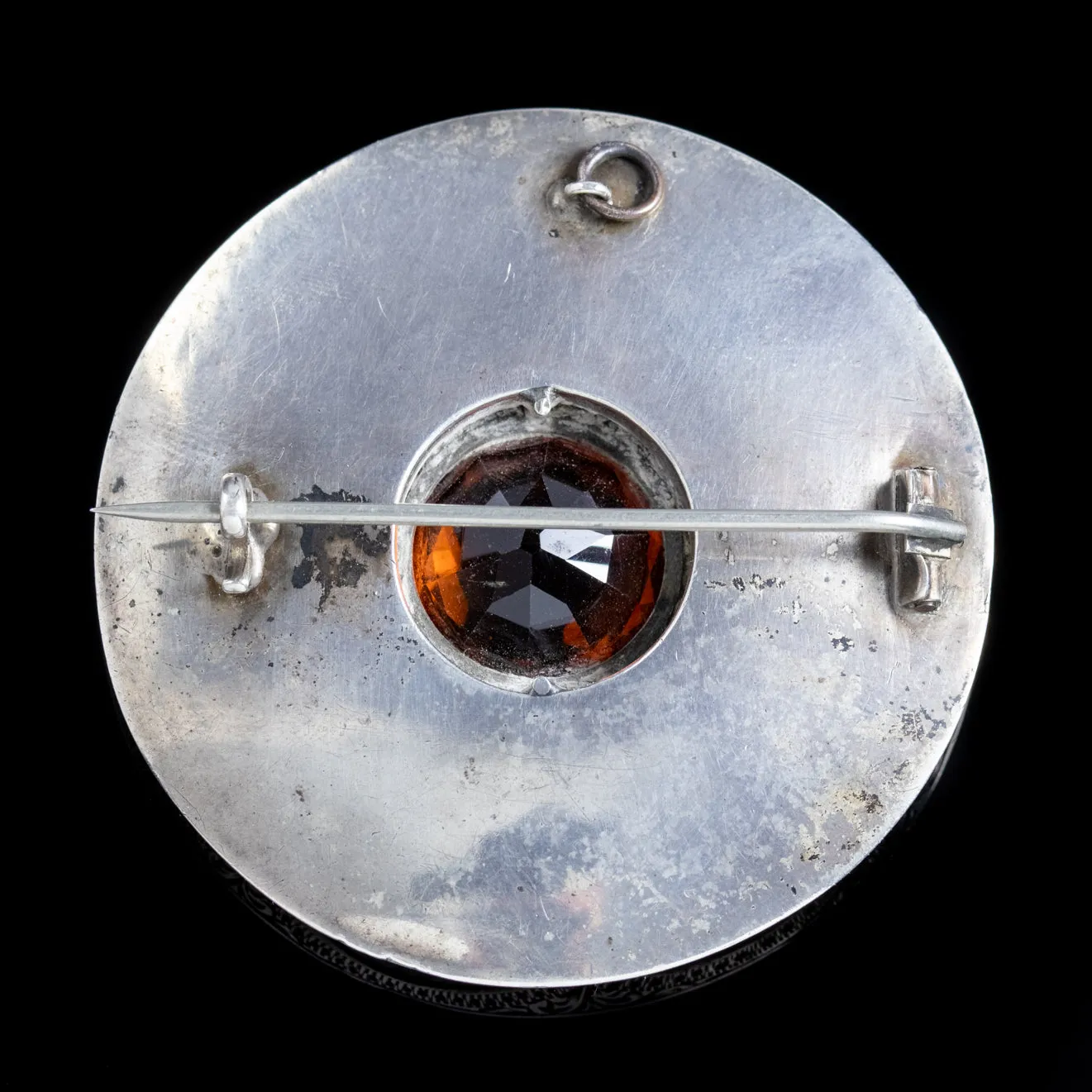 Antique Victorian Scottish Cairngorm Agate Brooch Silver Circa 1880