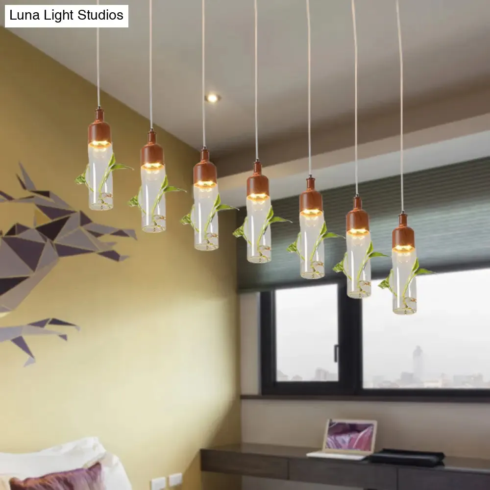 Antique Wine Bottle Cluster Pendant Ceiling Light - Metal LED with Multiple Bulbs, Brown Finish