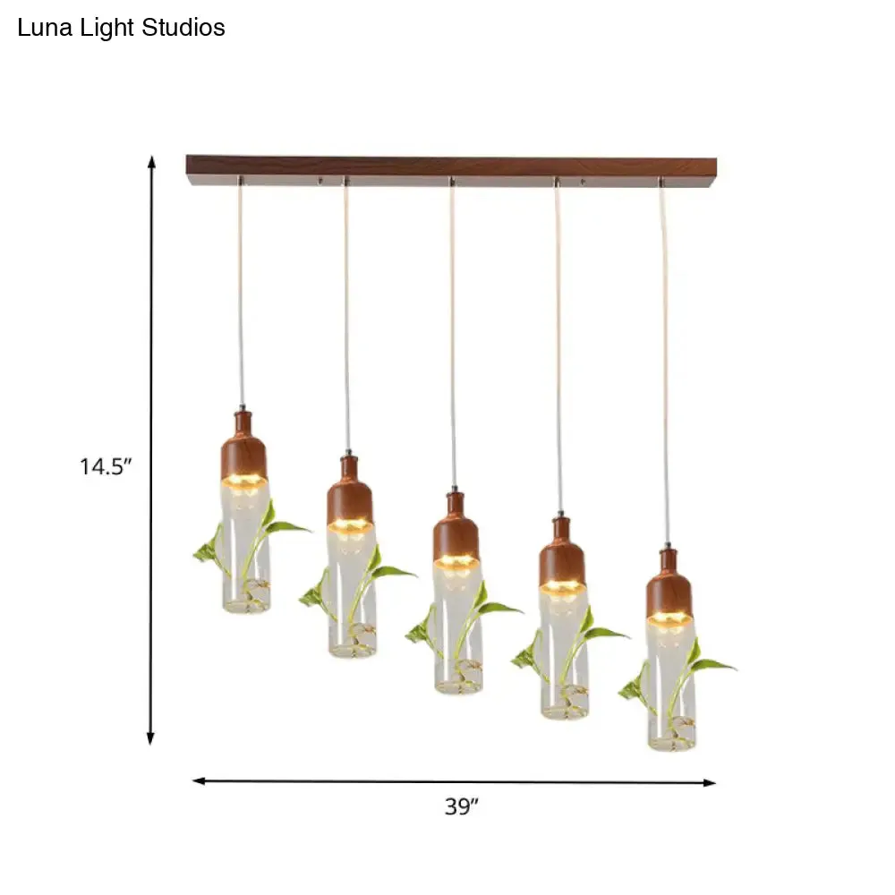 Antique Wine Bottle Cluster Pendant Ceiling Light - Metal LED with Multiple Bulbs, Brown Finish
