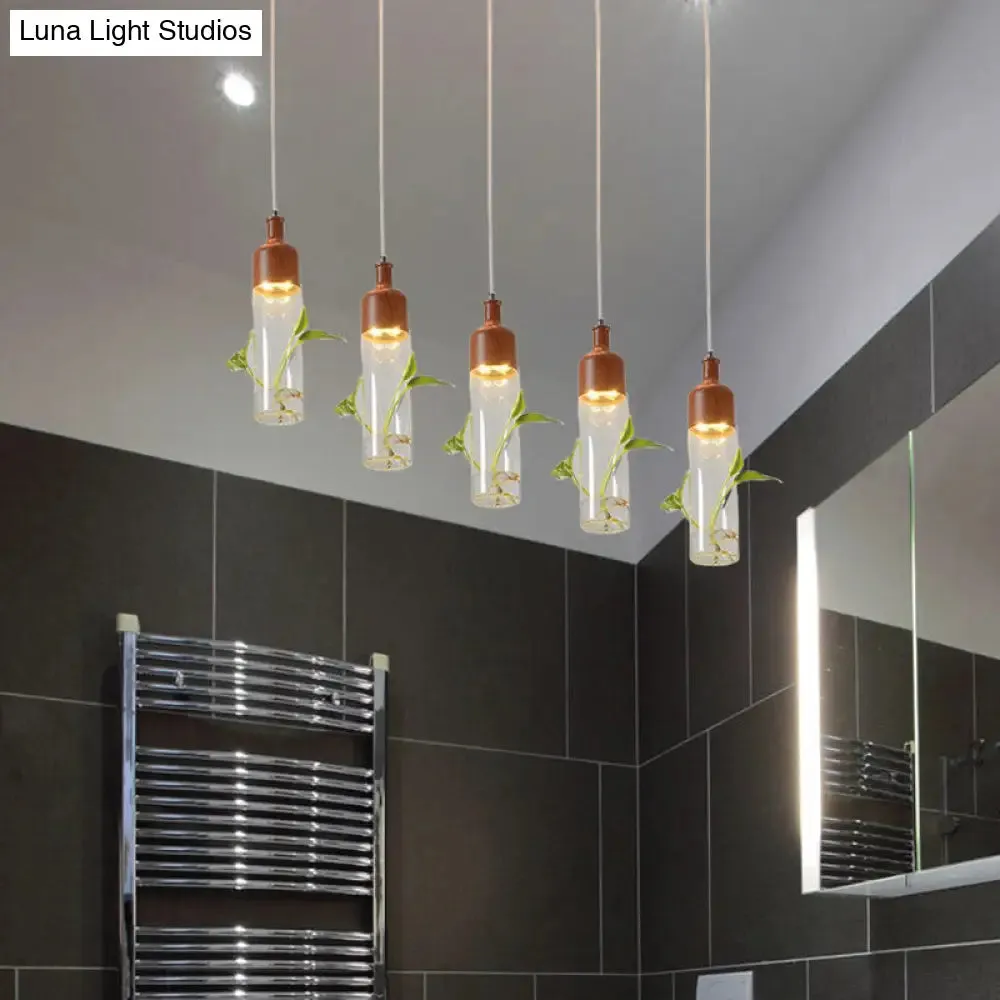 Antique Wine Bottle Cluster Pendant Ceiling Light - Metal LED with Multiple Bulbs, Brown Finish