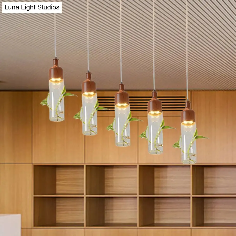 Antique Wine Bottle Cluster Pendant Ceiling Light - Metal LED with Multiple Bulbs, Brown Finish