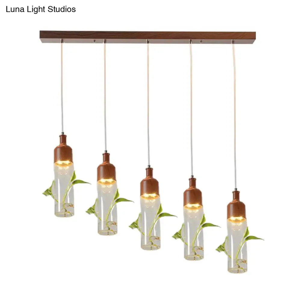 Antique Wine Bottle Cluster Pendant Ceiling Light - Metal LED with Multiple Bulbs, Brown Finish