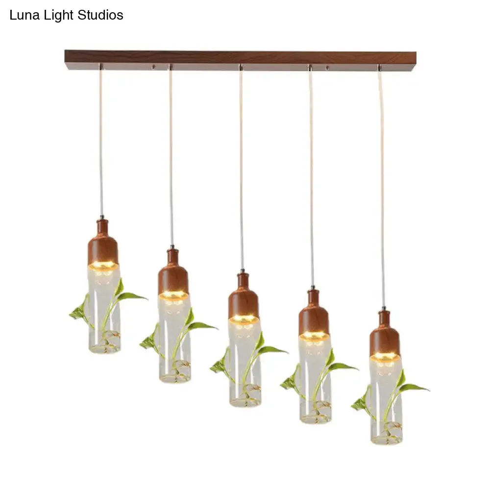 Antique Wine Bottle Cluster Pendant Ceiling Light - Metal LED with Multiple Bulbs, Brown Finish