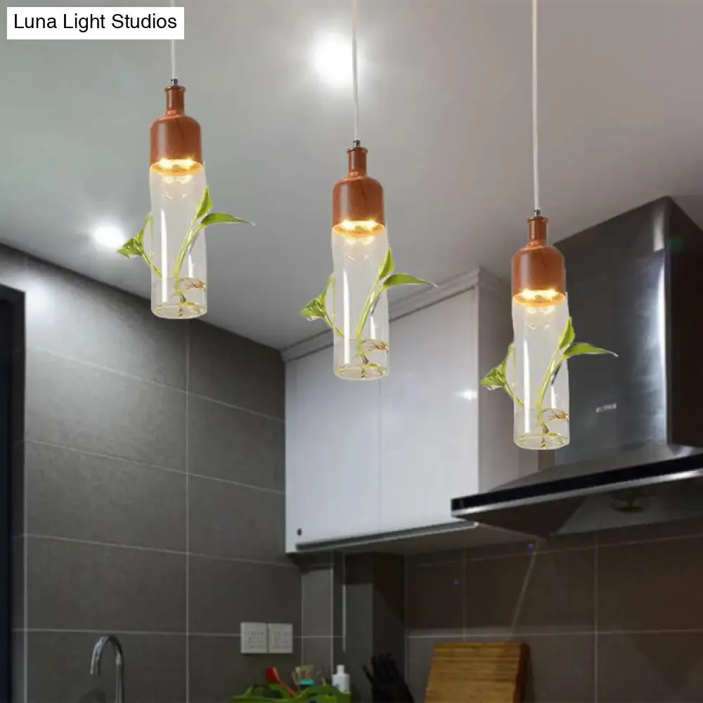 Antique Wine Bottle Cluster Pendant Ceiling Light - Metal LED with Multiple Bulbs, Brown Finish