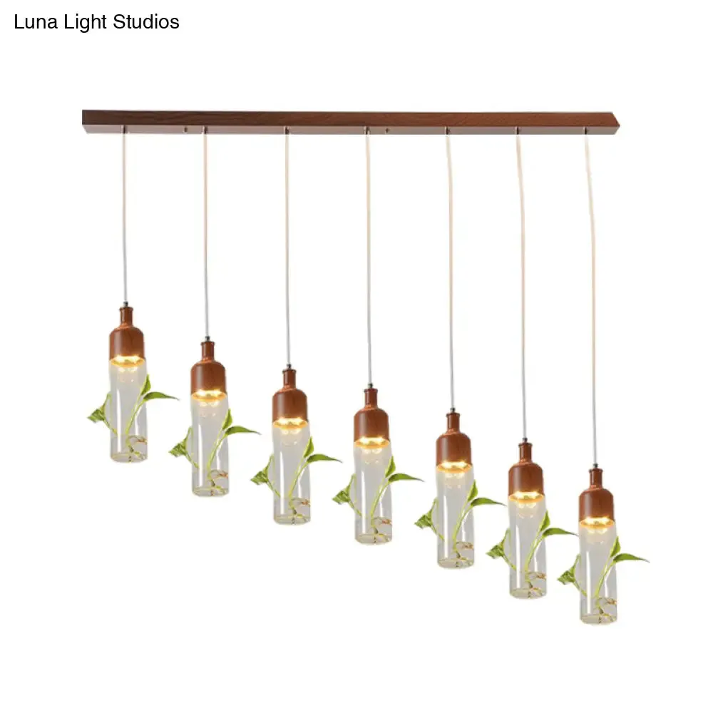 Antique Wine Bottle Cluster Pendant Ceiling Light - Metal LED with Multiple Bulbs, Brown Finish