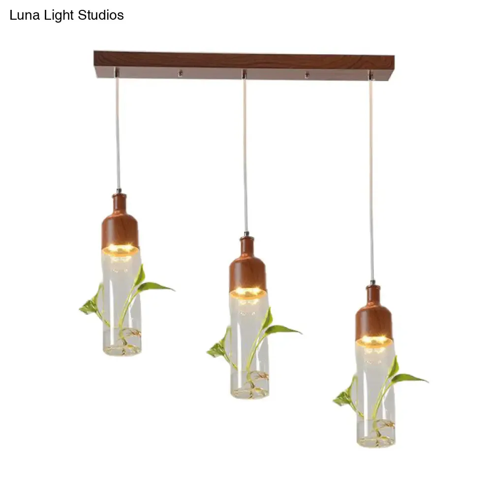 Antique Wine Bottle Cluster Pendant Ceiling Light - Metal LED with Multiple Bulbs, Brown Finish