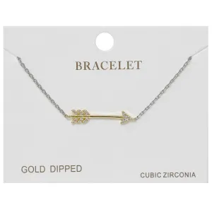 Arrow CZ Pave Charm Delicate Chain Bracelet