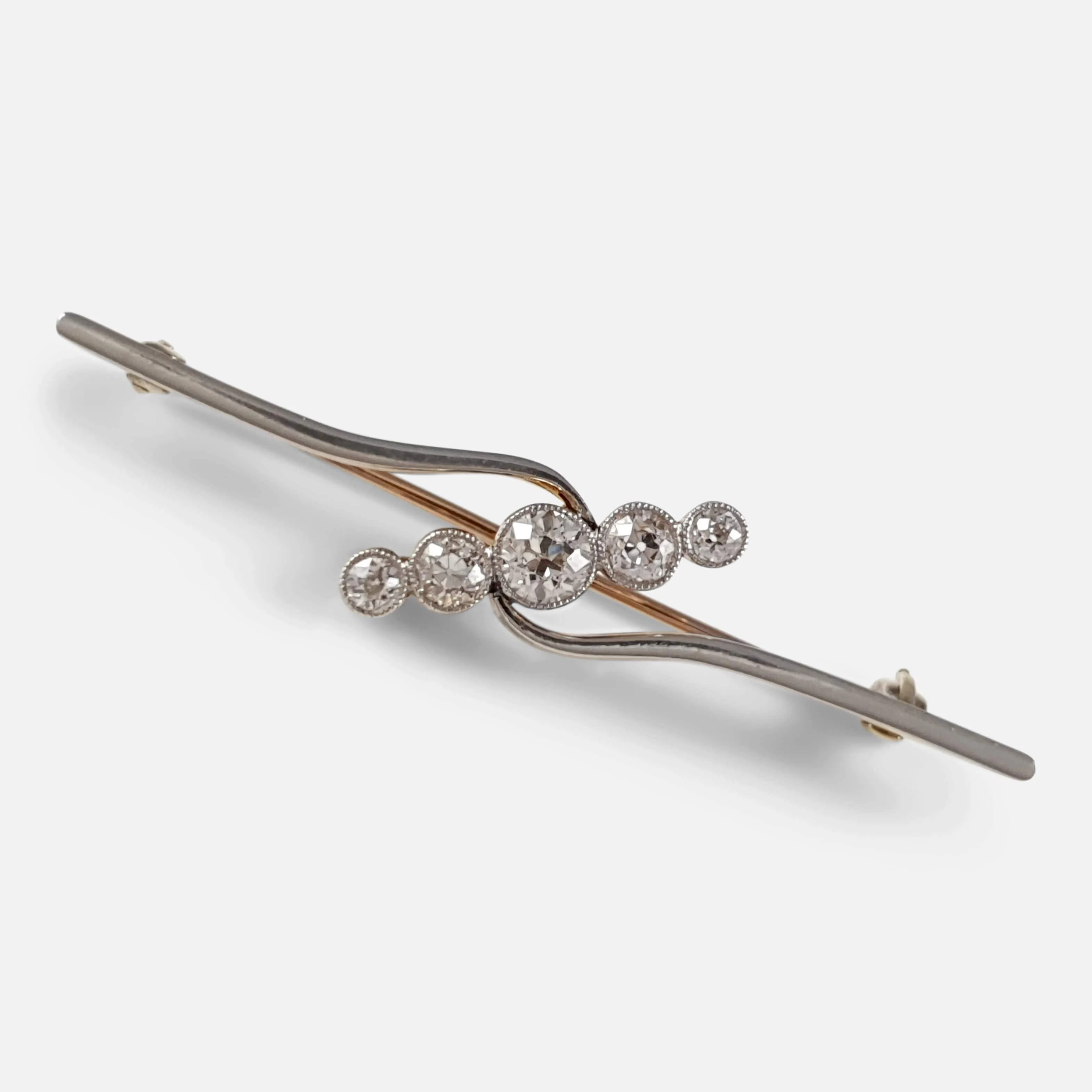 Art Deco 0.90ct Diamond Bar Brooch