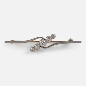 Art Deco 0.90ct Diamond Bar Brooch