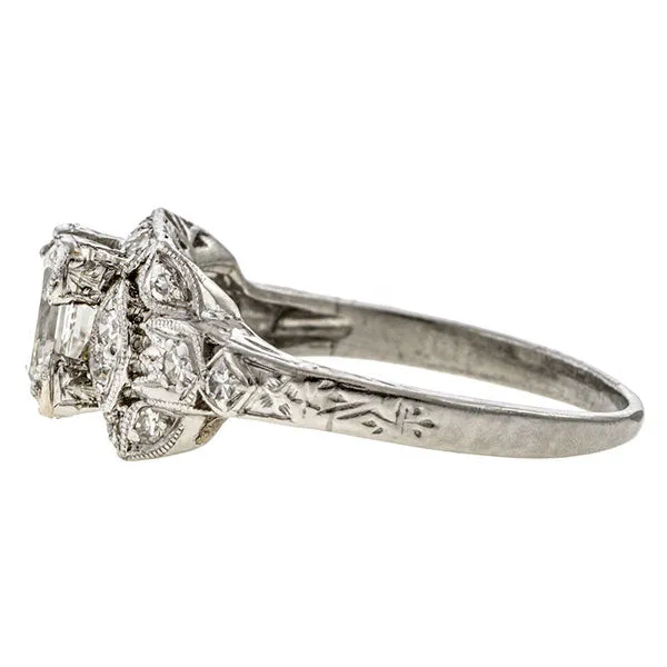 Art Deco Diamond Engagement Ring, Asscher 1.18ct.
