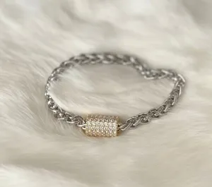Austrian Crystal Snake Chain Bracelet with magnetic closure 7.5 inch