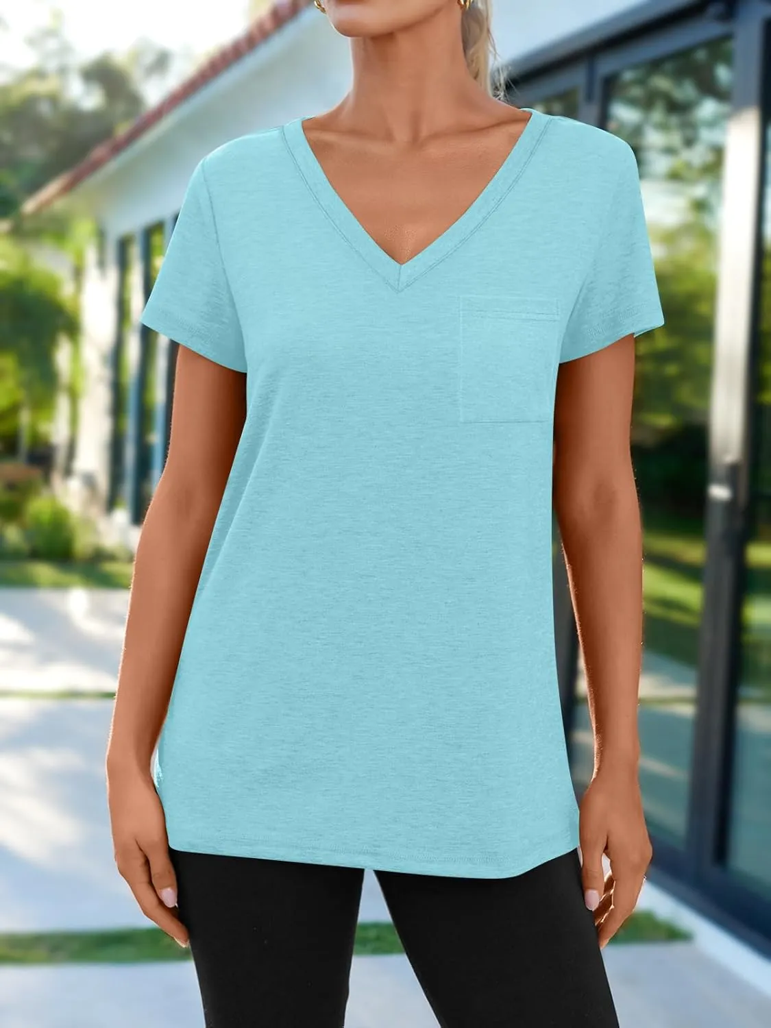 AUTOMET T Shirts for Women Short Sleeve Shirts V Neck Plus Size Summer Tops Casual Beach Vacation Outfits Clothes 2025