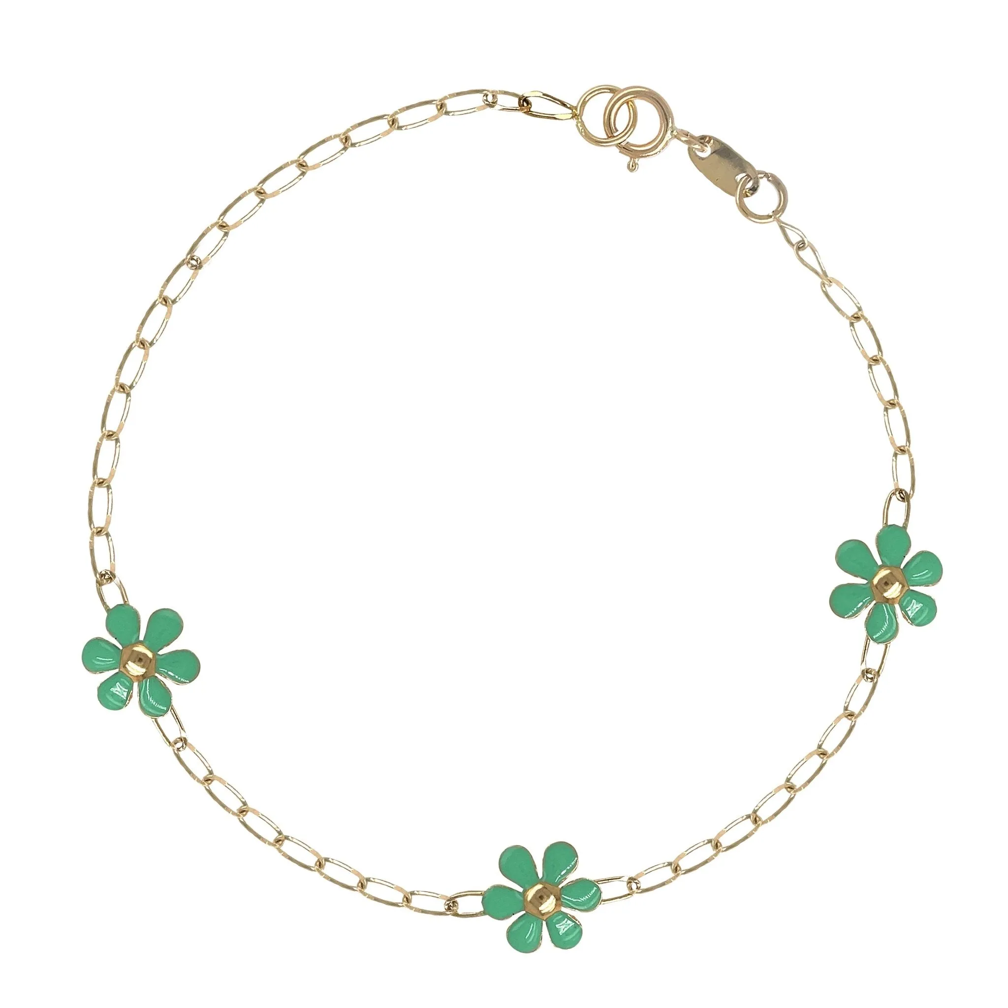 Baby Green Enamel Flower Bracelet