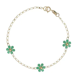 Baby Green Enamel Flower Bracelet