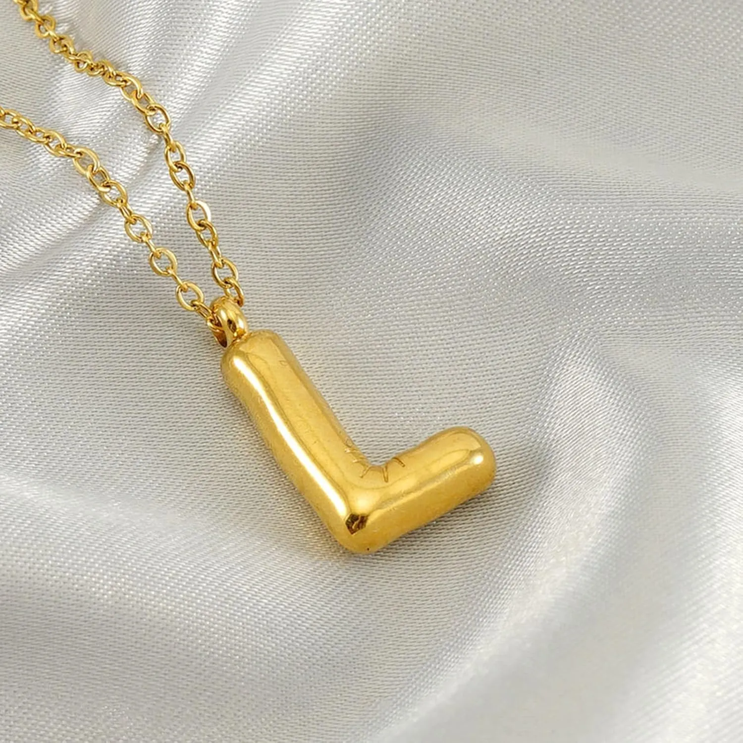 Balloon Bubble Letter Necklace18K Gold Name Letter Alphabet PendantLayered Gold Necklaces, for Women Girls Name Personalized Jewelry Gift