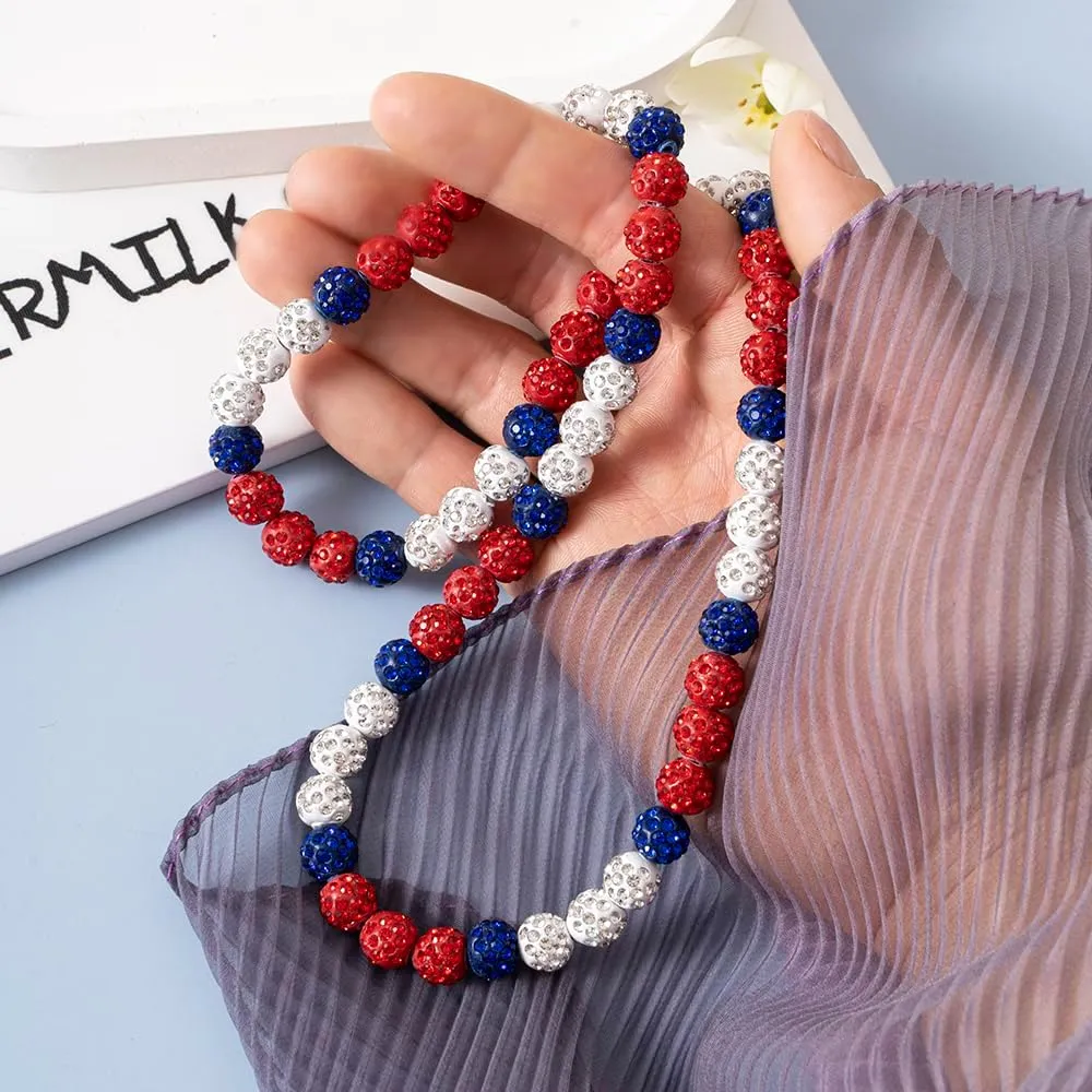 Baseball Ice Collection Necklace for Boys Sparkly Elastic Bling Beaded Shiny Rhinestone Necklace Accessories for Baseball Lovers Players