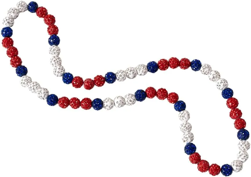 Baseball Ice Collection Necklace for Boys Sparkly Elastic Bling Beaded Shiny Rhinestone Necklace Accessories for Baseball Lovers Players