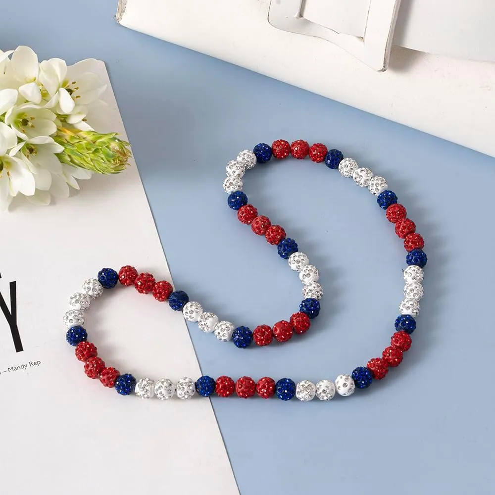 Baseball Ice Collection Necklace for Boys Sparkly Elastic Bling Beaded Shiny Rhinestone Necklace Accessories for Baseball Lovers Players