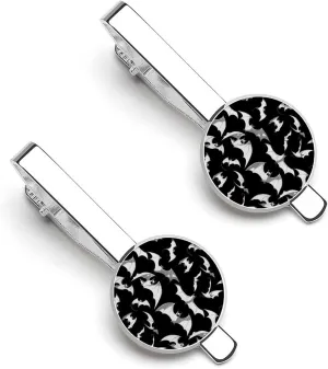 Bat Halloween Men's Tie Clip Round Tie Bar Tie Tack Pins Jewelry Accessories for Father's Day Gifts