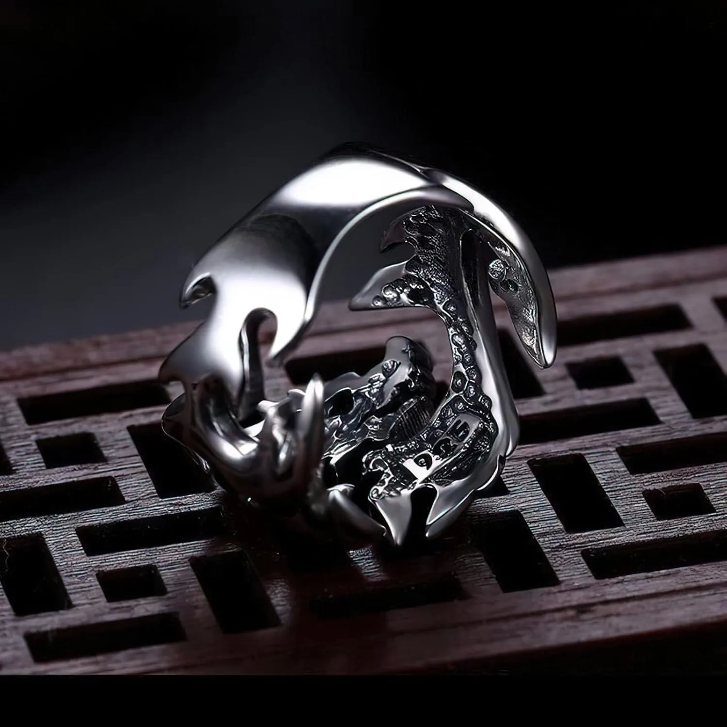 BAVIPOWER Viking Dragon Scales Ring Masculinity Unique Norse Mytholothy Stainless Steel Jewelry Powerful Amulet for Men Women