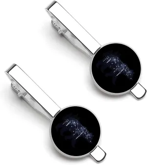 Bear Constellation Print Mens Tie Clips Pin Unique Tie Bars for Wedding Anniversary Holiday Gifts 5.5x2.2cm