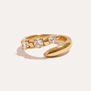 Beast Claw Studded Ring in 14kt Gold Over Sterling Silver