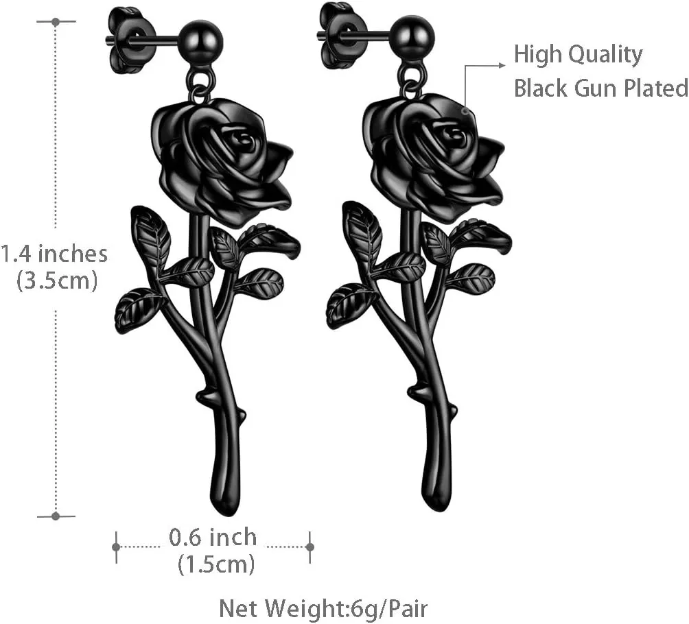 beautlace Rose Necklaces/Adjustable Rings Silver/18K Gold/Black Gun Plated Flower Pendant/Open Ring Elegant Jewelry Gifts for Women