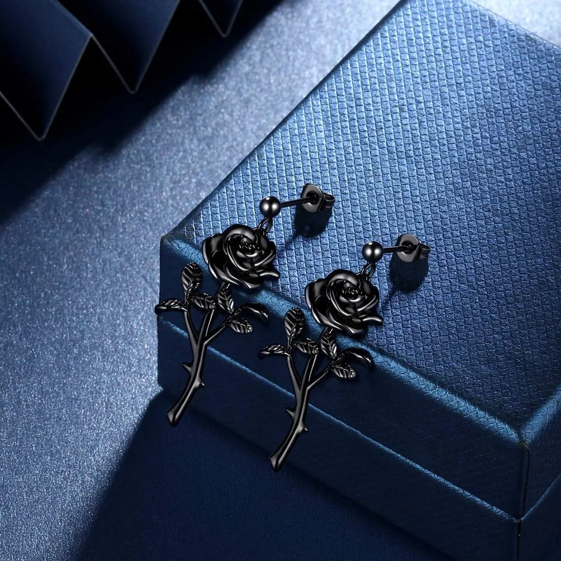 beautlace Rose Necklaces/Adjustable Rings Silver/18K Gold/Black Gun Plated Flower Pendant/Open Ring Elegant Jewelry Gifts for Women