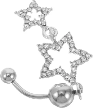 Belly Button Jewelry Rhinestone Star Navel Ring Clip-on Barbell for Comfortable Wear