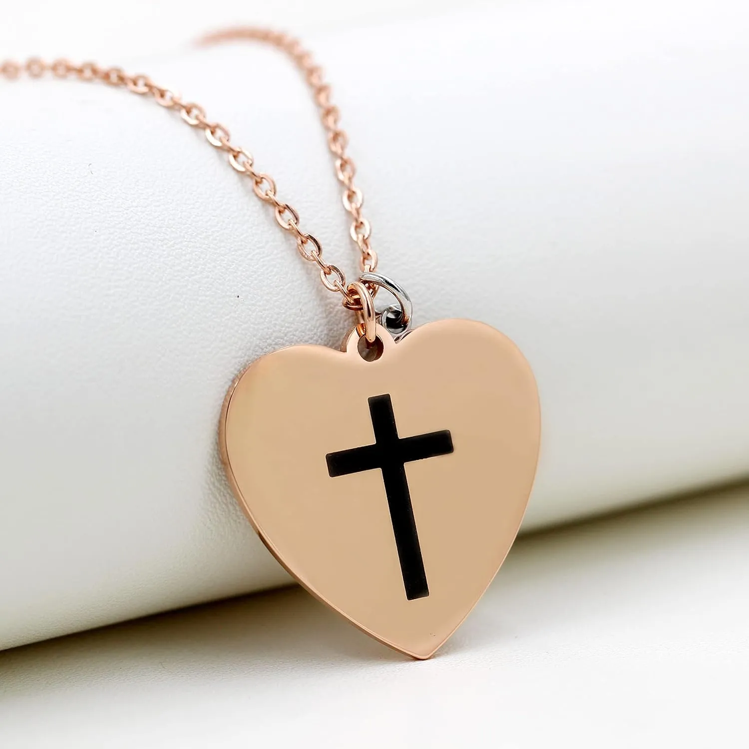 Bible Verse Cross Heart Double Sided Necklace If You Have Faith as Small as Mustard Seed You Can Move Mountains Matthew 17:20