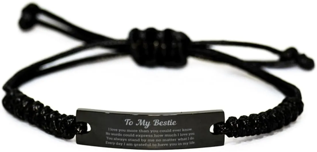 Birthday Unique Gifts for Bestie, Thoughtful Friendship Gifts from Women, Lovely Black Rope Bracelet for Christmas
