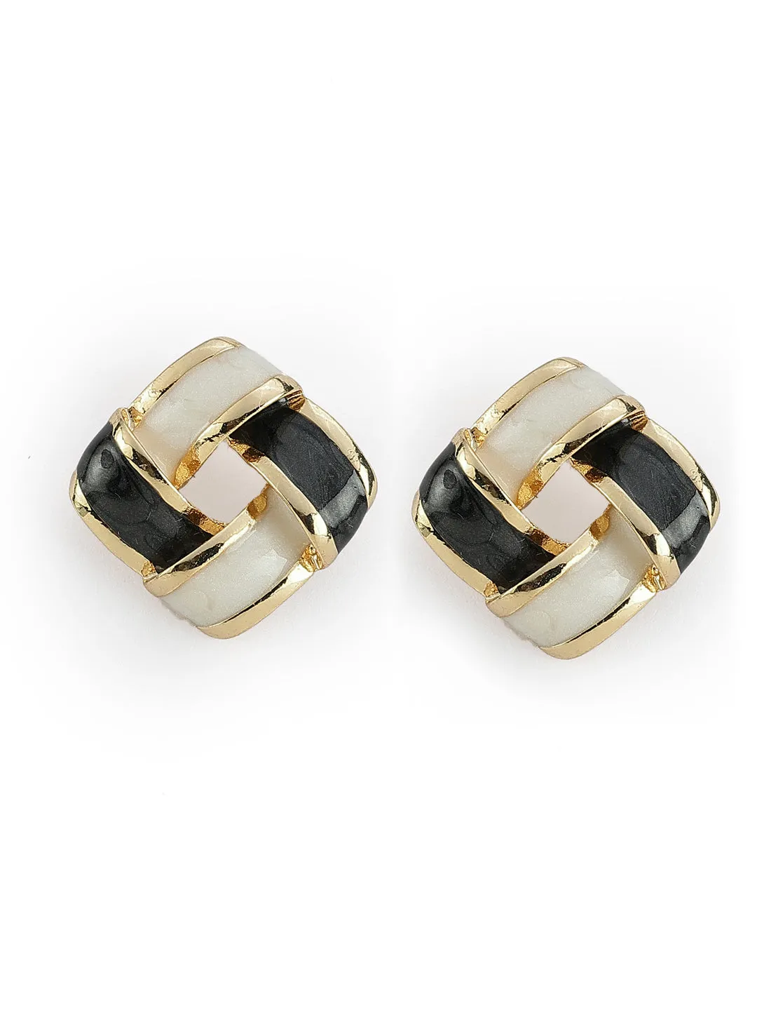 Black and White Combo Color Square Earrings for Women - Versatile and Elegant |