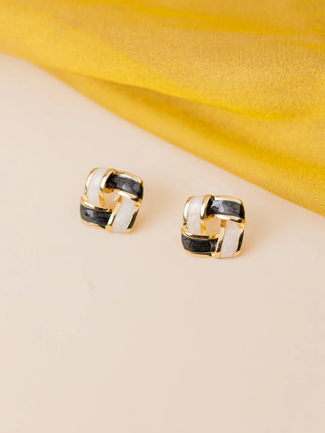 Black and White Combo Color Square Earrings for Women - Versatile and Elegant |