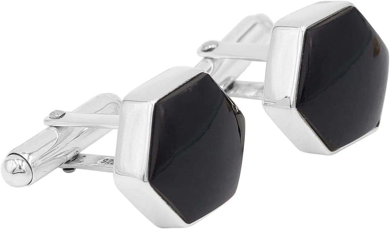 Black Onyx Stone Cufflinks Jewelry for Men 925 Sterling Silver, Cuff Links for Wedding Party Unique Gift